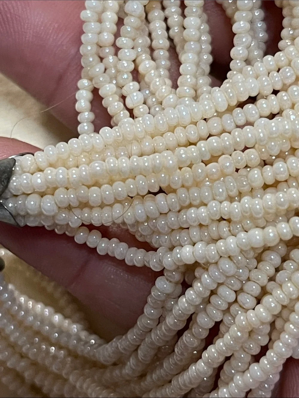 Vintage Cream Multi-Strand Seed Bead Necklace